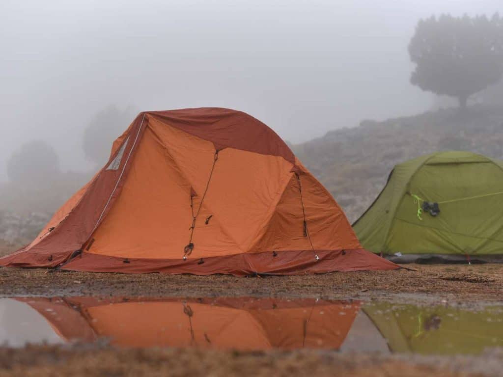 Tent in the rain